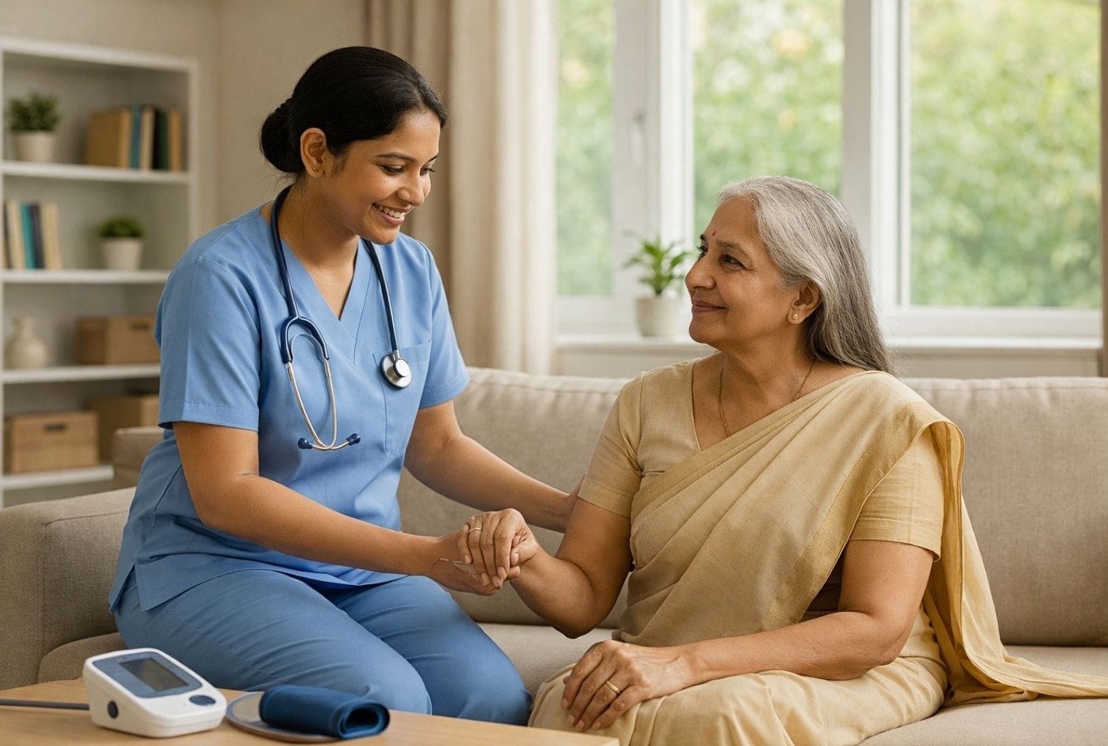 Nurse providing home care