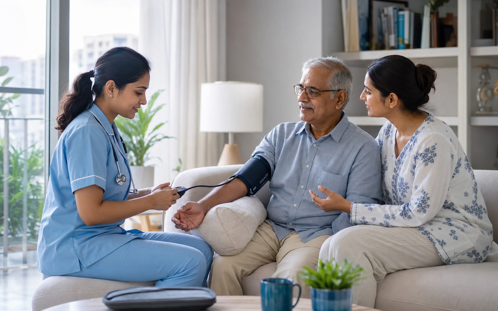 Home nurse with senior patient